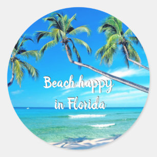 Beach happy in Florida magnet Classic Round Sticker