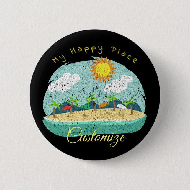 Beach Happy Place Thunder_Cove 6 Cm Round Badge (Front)
