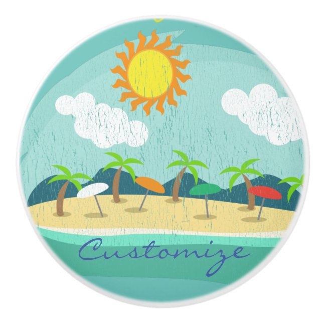Beach Happy Place Thunder_Cove Ceramic Knob (Front)