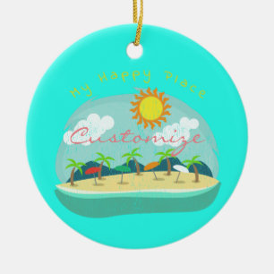 Beach Happy Place Thunder_Cove Ceramic Ornament