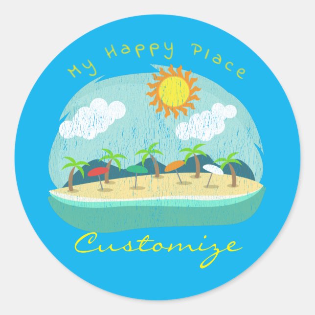 Beach Happy Place Thunder_Cove Classic Round Sticker (Front)