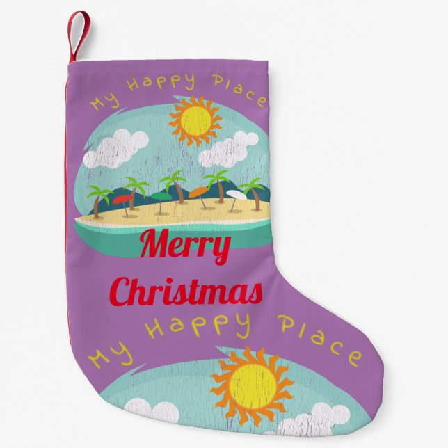 Beach Happy Place Thunder_Cove Small Christmas Stocking (Front)