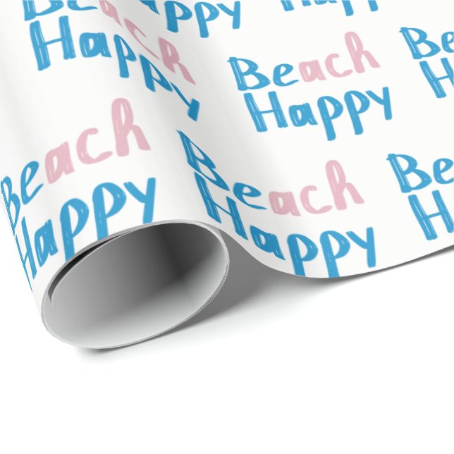 Beach Happy text Wrapping Paper (Roll Corner)