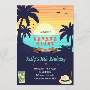Beach Havana party invite card