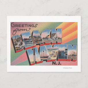 Beach Haven, New Jersey - Large Letter Scenes Postcard