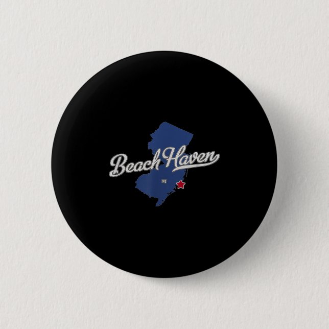 Beach Haven New Jersey Nj Map  6 Cm Round Badge (Front)
