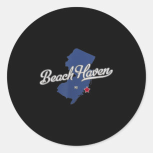 Beach Haven New Jersey Nj Map Classic Round Sticker