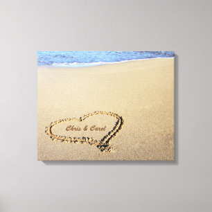 Beach Heart Canvas Print w/ Custom Names