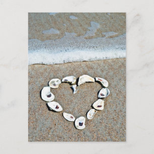 Beach Heart in Seashells Postcard