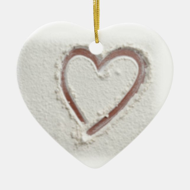 Beach Heart of Sand Wedding Ceramic Tree Decoration (Front)