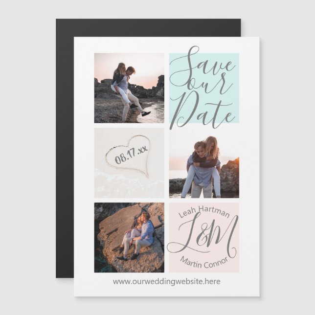 Beach Heart Photo Save the Date (Front/Back)
