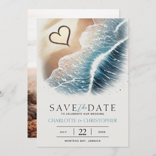 Beach Heart Save The Date (Front/Back)
