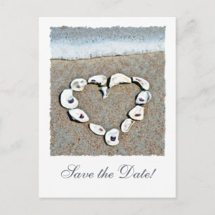 Beach Heart Save the Date Announcement Postcard