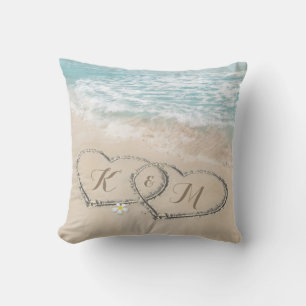 Beach Heart Wedding Couple Gift Cushion