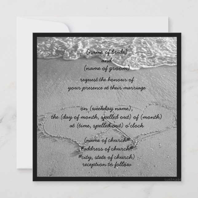 beach hearts bw i Invitation (Front)