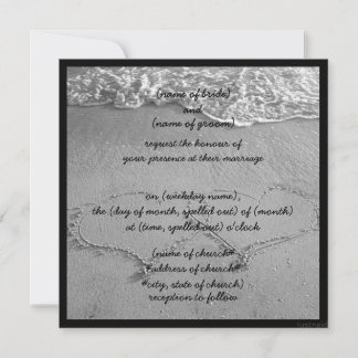 beach hearts bw i Invitation