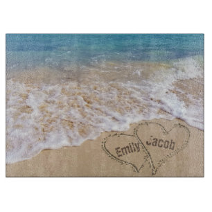 Beach Hearts In Sand Cutting Board