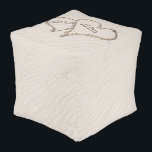 Beach Hearts In Sand  Pouf<br><div class="desc">Hand-drawn beach hearts in drifting sand design with names.
Names are editable.</div>