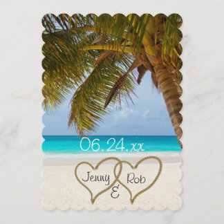 beach hearts wedding bridal bride groom guests invitation
