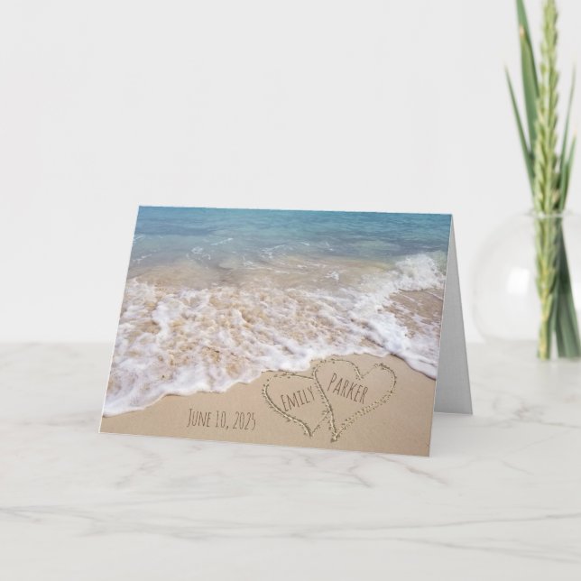 Beach Hearts wedding Card (Front)