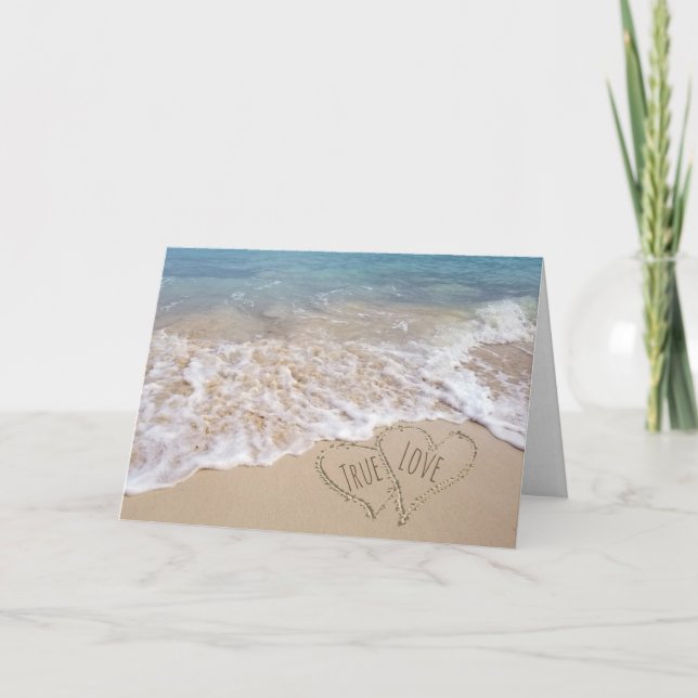 Beach Hearts Wedding Congratulations Card (Front)