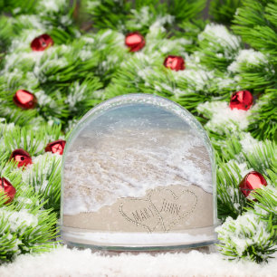Beach Hearts With Names Snowglobe