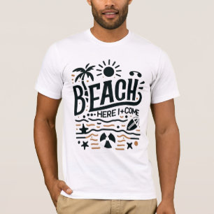 Beach Here I Come Sunny Palm Tree & Surf Vibe T-Shirt