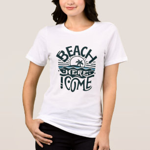 Beach Here I Come Sunset & Palm Tree Island Tri-Blend Shirt