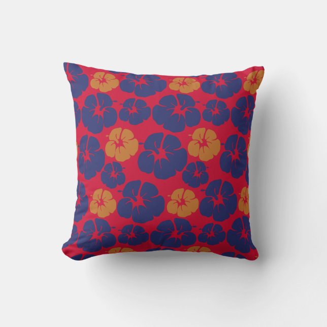 Beach Hibiscus Tropical Floral Cushion (Front)
