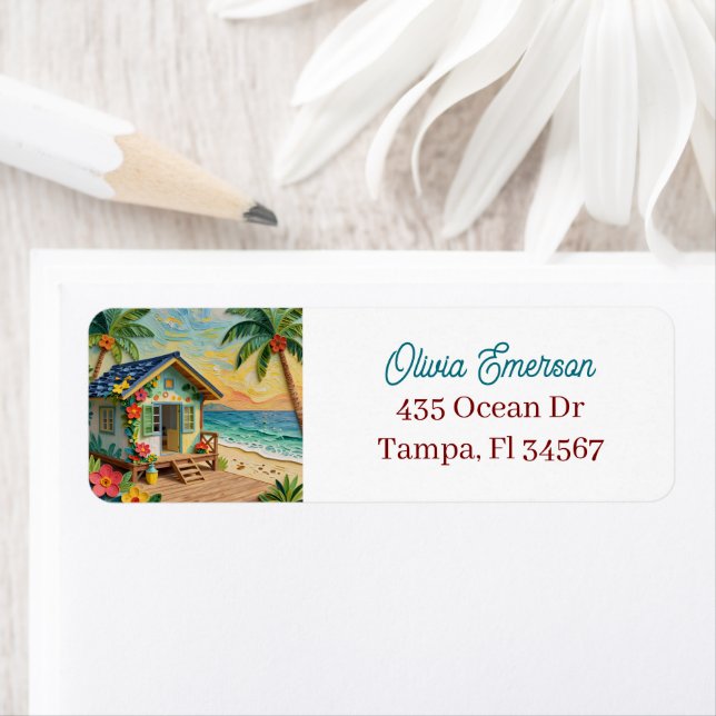 Beach Home Coastal Art Return Address Label (Insitu)