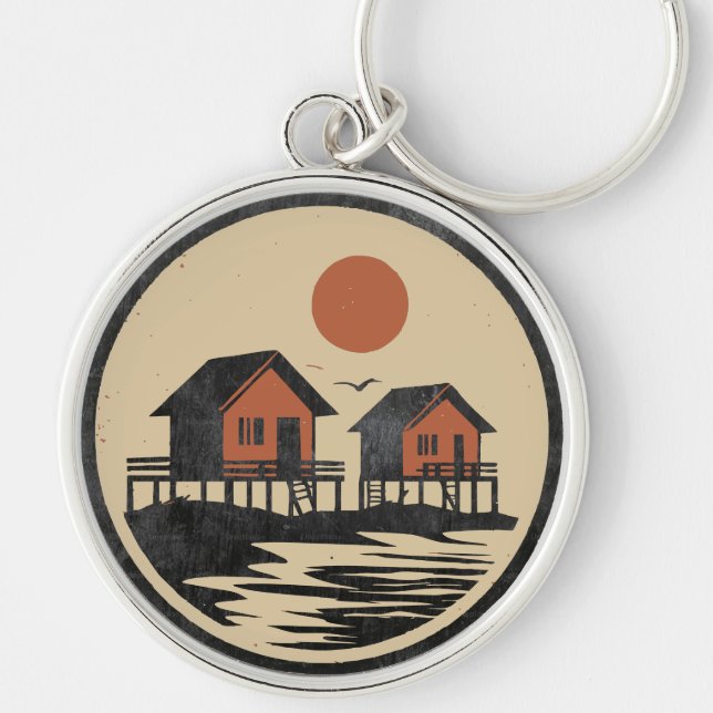 Beach Home Keychain – Vacation House Key ID Tag (Front)