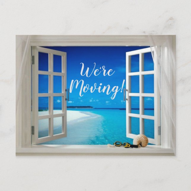 Beach Home Ocean Seashell Change of Address Announcement Postcard (Front)