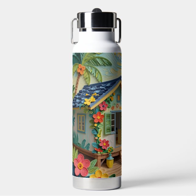 Beach Home Oceanic Coastal Art Water Bottle (Front)