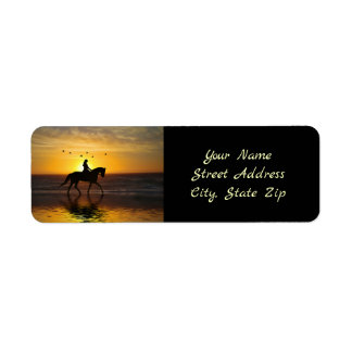 Beach Horse and Rider Dressage Pretty Return Address Label