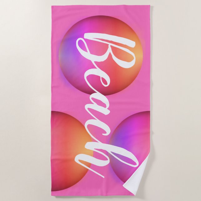 Beach Hot Pink Orange Ombre Towel (Front)