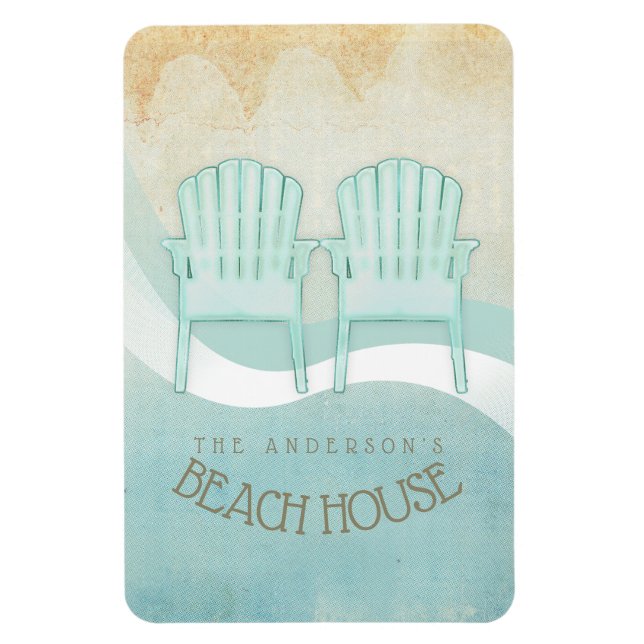Beach House Adirondack Chairs Aqua Blue ID623 Magnet (Vertical)