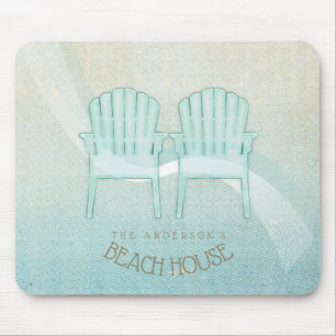 Beach House Adirondack Chairs Aqua Blue ID623 Mouse Pad