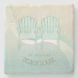 Beach House Adirondack Chairs Aqua Blue ID623 Stone Coaster
