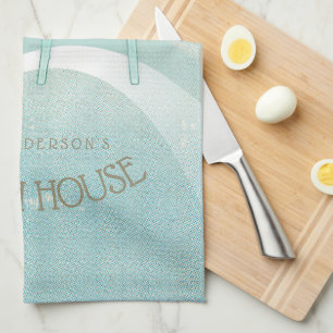 Beach House Adirondack Chairs Aqua Blue ID623 Tea Towel