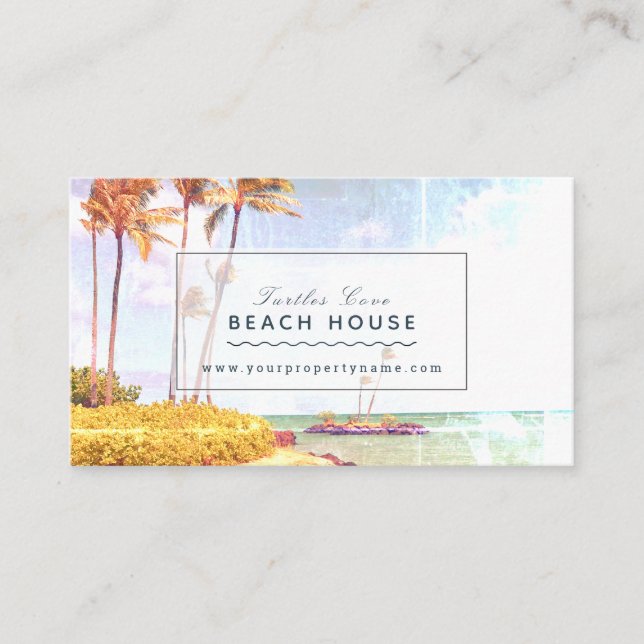 Beach House B&B Vacation Rentals Retro Photo Business Card (Front)