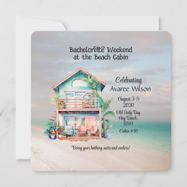 Beach House Bachelorette Party Invitation (Front)