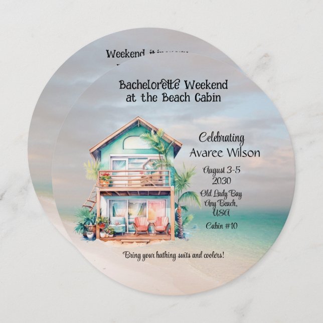 Beach House Bachelorette Party Invitation (Front/Back)