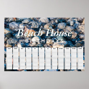 Beach House Beach RocksPerpetual Birthday Calendar Poster