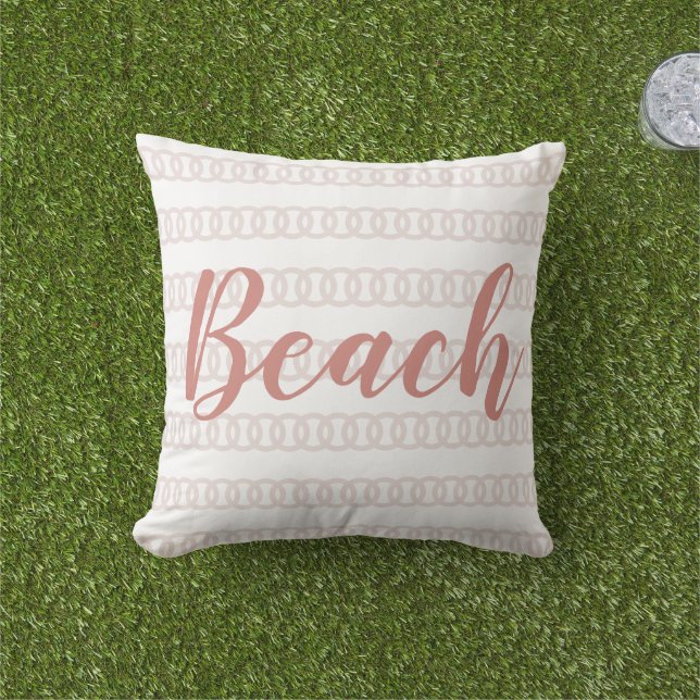 Beach House Beige Nautical Pattern Cushion (Grass)