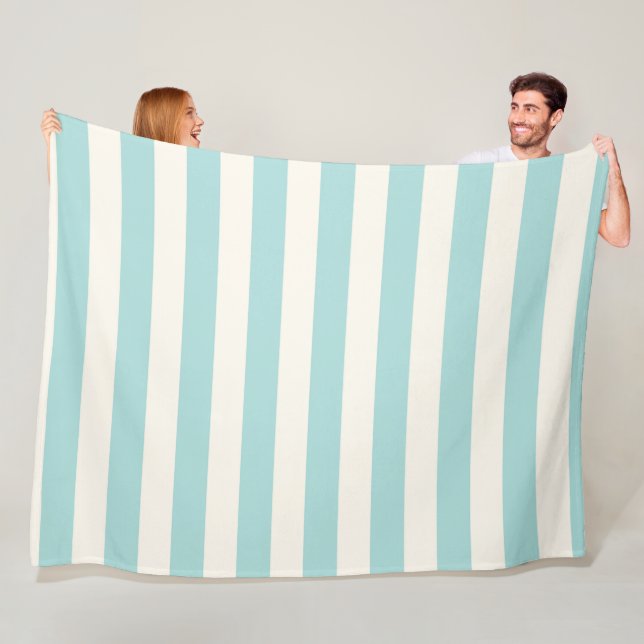 Beach House Blanket Aqua and Ivory Stripes (In Situ)