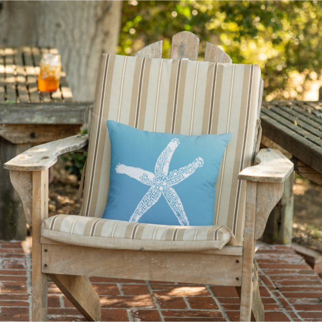 Beach House Blue Starfish Coastal  Cushion (Chair)