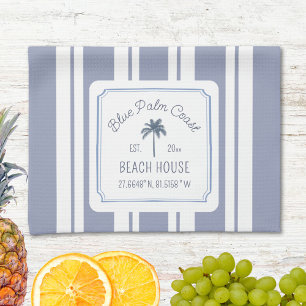 Beach House Blue Stripes Coastal Farmhouse Tea Towel