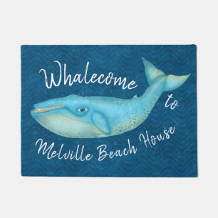 Beach House Blue Whale Nautical Whalecome   Custom Doormat