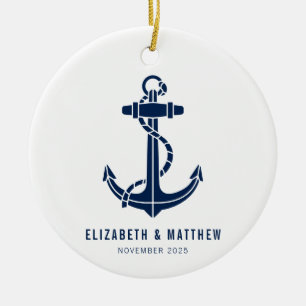 Beach House Boat Anchor Wedding Favours Custom Ceramic Ornament
