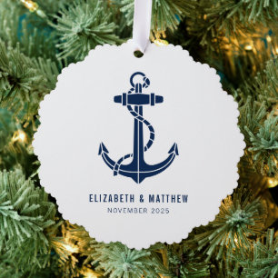 Beach House Boat Anchor Wedding Favours Custom Tree Decoration Card